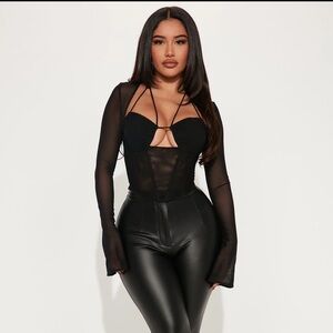 Melanie mesh corset top - black